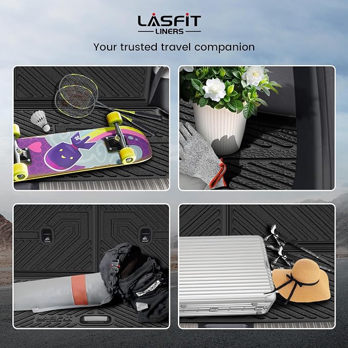 LASFIT Backrest & Cargo Mats for Hyundai Ioniq 9 2026, All Weather TPE Custom Fit Hyundai Ioniq 9 2026 Full Set Car Accessories Backrest Mats & Trunk Liners,Black