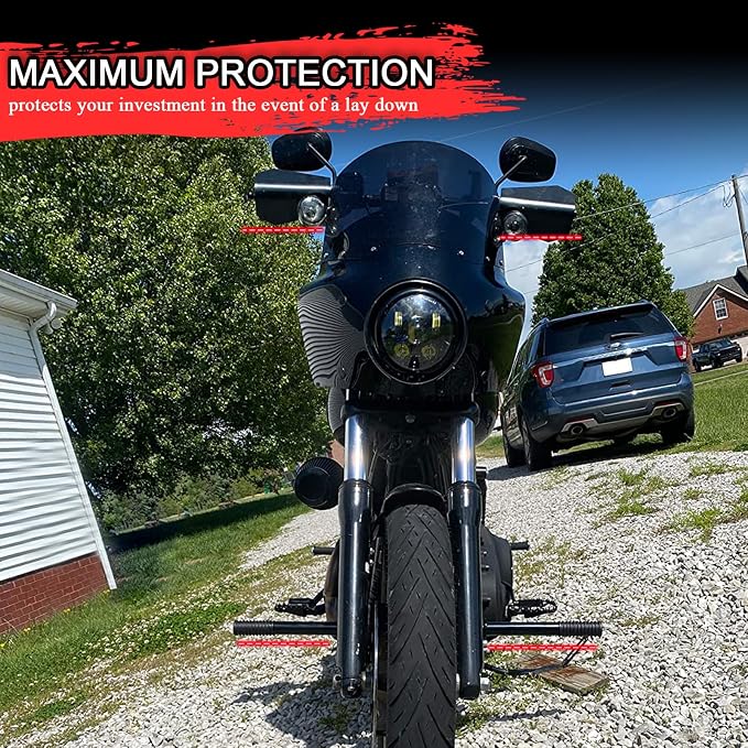 Highway Peg Crash Bar/Highway Footpegs Enginge guard for Harley Dyna with mid Control Models 2006-2017, for Street Bob FXDB/I Fat Bob FXDF Low Rider FXDL/I Wide Glide FXDWG/I,Gloss Black