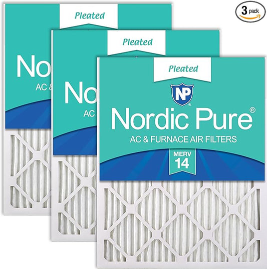 Nordic Pure 16x20x1 (Actual Size: 15 1/2 x 19 1/2 x 3/4) Pleated MERV 14 Air Filters 3 Pack