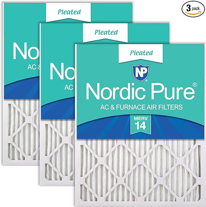 Nordic Pure 18x18x1 (Actual Size: 17 3/4 x 17 3/4 x 3/4) Pleated MERV 14 Air Filters 3 Pack