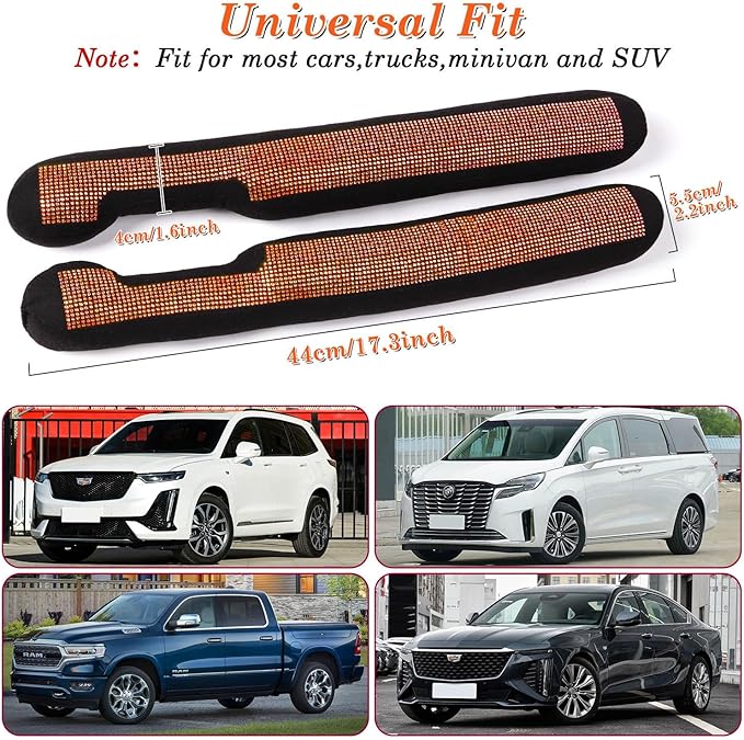 ToBeQueen Orange Seat Gap Filler, Handmade Crystal Diamond Rhinestone Orange Bling Car Accessories for Women, Universal Fit for Car SUV Truck(Orange)
