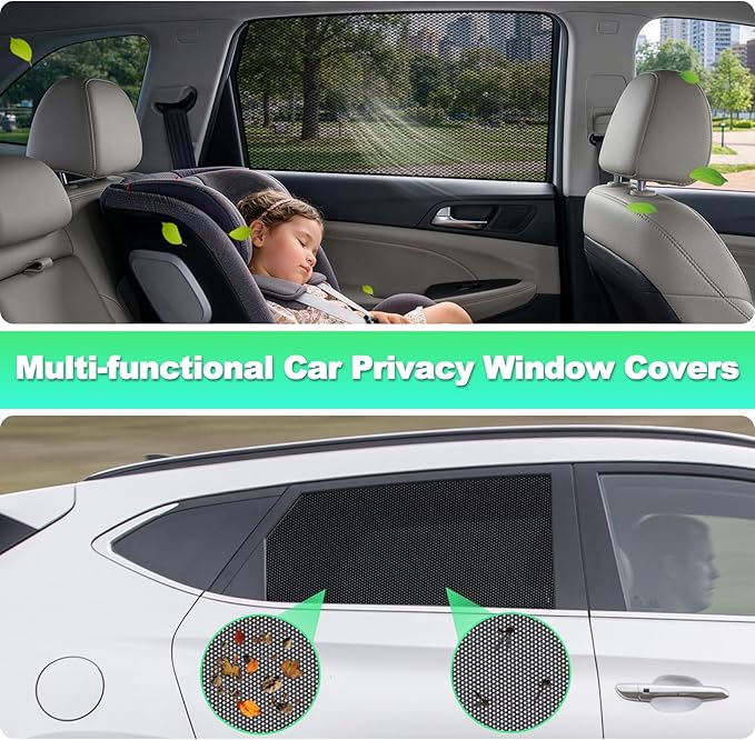 Car Window Shades for 2015-2020 Tucson - Rear Side Window Sun Shade for Baby, Breathable Mesh Car Privacy Window Covers, UV Protection and Heat Insulation for Road Trips, Napping, Camping