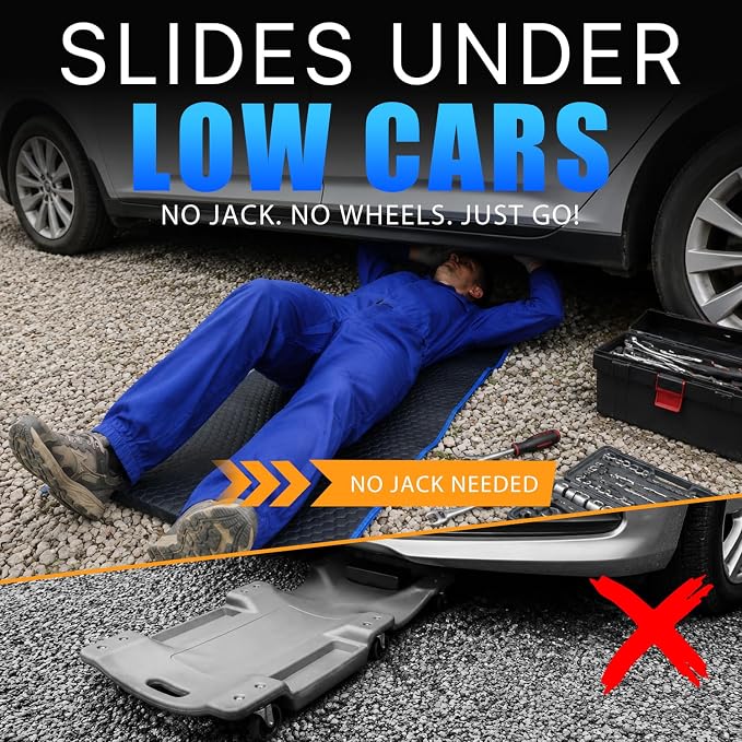 Magic Rolling Creeper Mat Portable Mechanics Mat | for Low Clearance, Slide Under Car Easily, Foldable Garage Padded Mat, Storage Bag Included, Men's Gift for Father