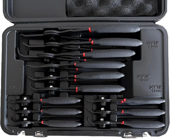 12Pcs Snap Ring Pliers Set, Straight 45 degree 90 degree Jaw Tips | Heavy Duty Internal & External Circlip Pliers, Retaining Snap Ring Pliers set, for 0.038in,0.04in, 0.07in, 0.09in