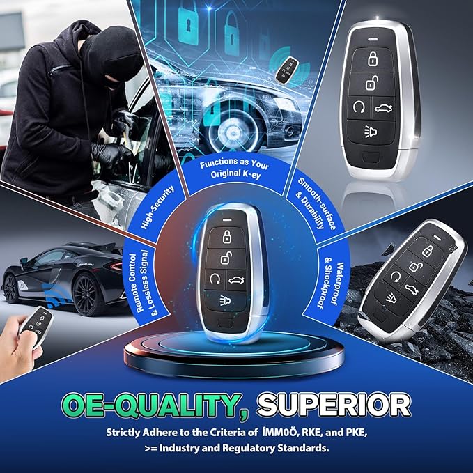 Autel MaxiIM Blank Key, IKEYAT005BL, Programmable Universal Remote Fob Replacement, 5-Button, OE-Quality, OBD Learning for 700+ Cars, Dual-Band, 130FT Remote, Multi-Frequency, Work w/ KM100 Scan Tool