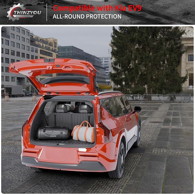 Cargo Mat Compatible with 2024 2025 2026 Kia EV9 Trunk Mat Cargo Liner TPE All Weather Back Seat Cover Protector 3rd Row Trunk Liner 2024 Accessories (6&7 Seats, Trunk Mat with Backrest Mats)