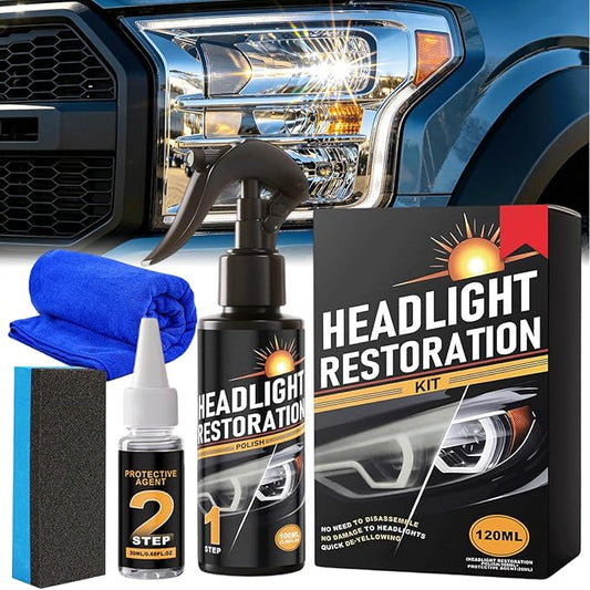 Anti-Yellowing and Oxidation Headlight Restoration kit, No Power Tools Required, Restoring to Like-New Condition, Covers 2-3 Vehicle Headlight Treatments (1)