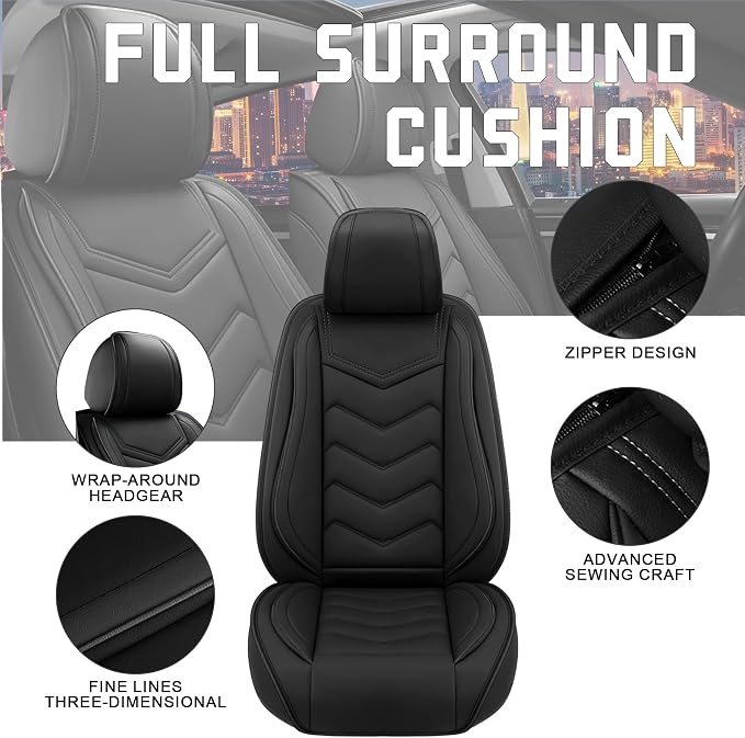 CTDS Car Seat Covers for Chevy Equinox 2005-2026, Stylish Sport Seat Cover, Premium Nappa Leather Car Seat Cover. Automobile Seat Covers Sets.(Standard 5 Seats/Pure Black)