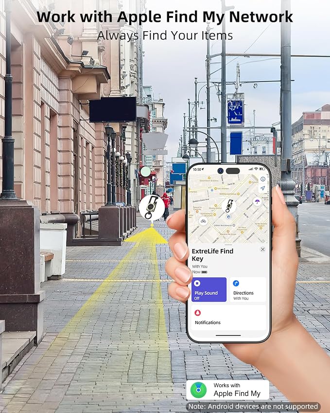 ExtreLife Keychain, Works with Apple Find My, Bottle Opener, Carabiner Car Key Chains with Gps Tracker