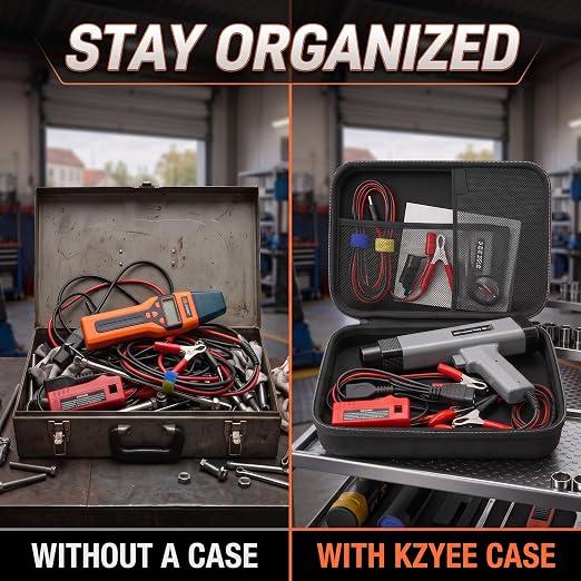 KZYEE Timing Light Protective Case for KT60 / KT80 – EVA Hard Storage Case Designed for Automotive Ignition Timing Lights (13.4" × 8.3" × 4.9")