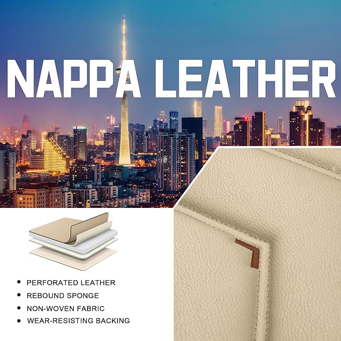 CTDS Car Seat Covers for Chevy Equinox 2005-2026, Stylish Sport Seat Cover, Premium Nappa Leather Car Seat Cover. Automobile Seat Covers Sets.(Standard 2 Seats/Beige)