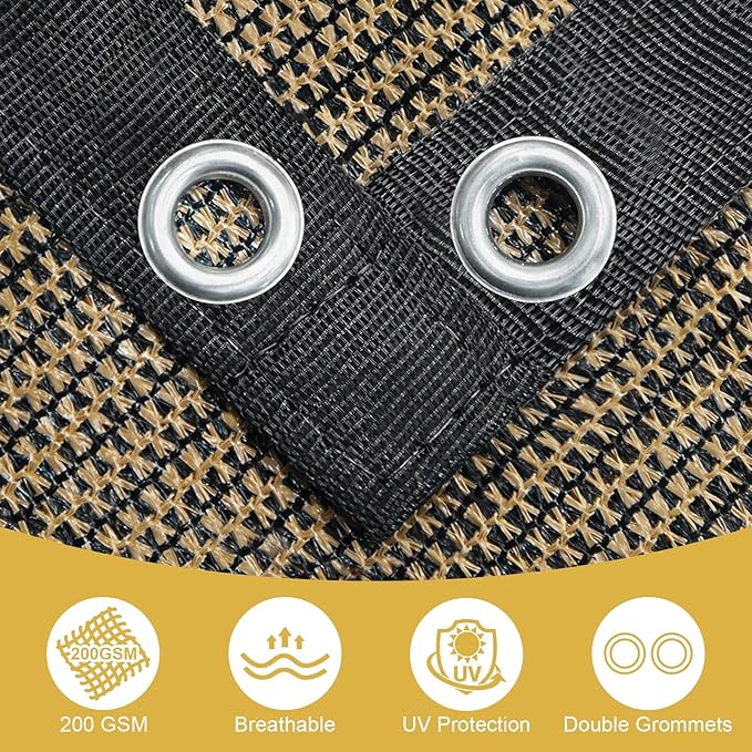 Shade&Beyond Customized Size 90% Sun Shade Cloth with Grommets, 6' X 20' Pergola Shade Cover Canopy, Mesh Tarp Sun Screens for Patio, Outdoor, Garden, Backyard, Mocha