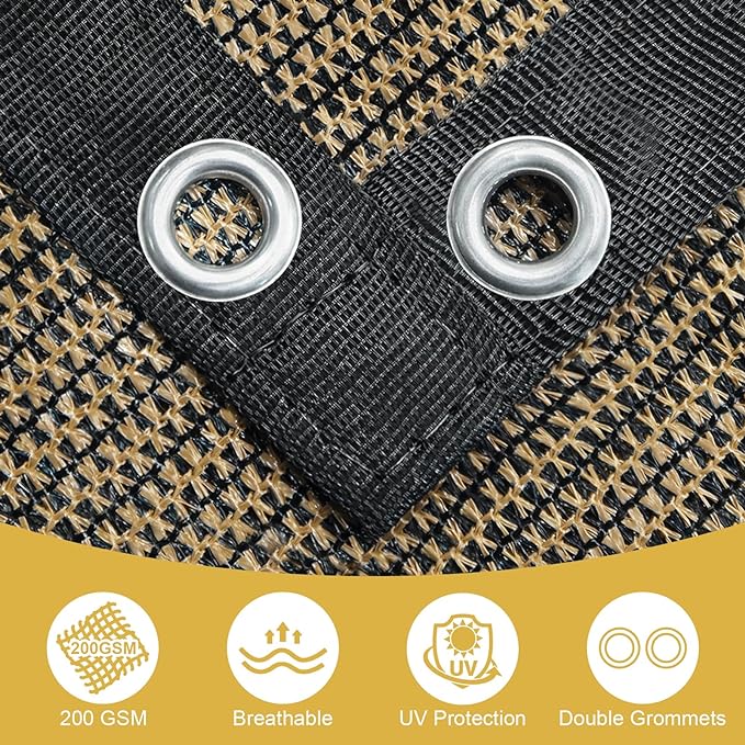 Shade&Beyond Customized Size 90% Sun Shade Cloth with Grommets, 06' X 10' Pergola Shade Cover Canopy, Mesh Tarp Sun Screens for Patio, Outdoor, Garden, Backyard, Mocha, GN06