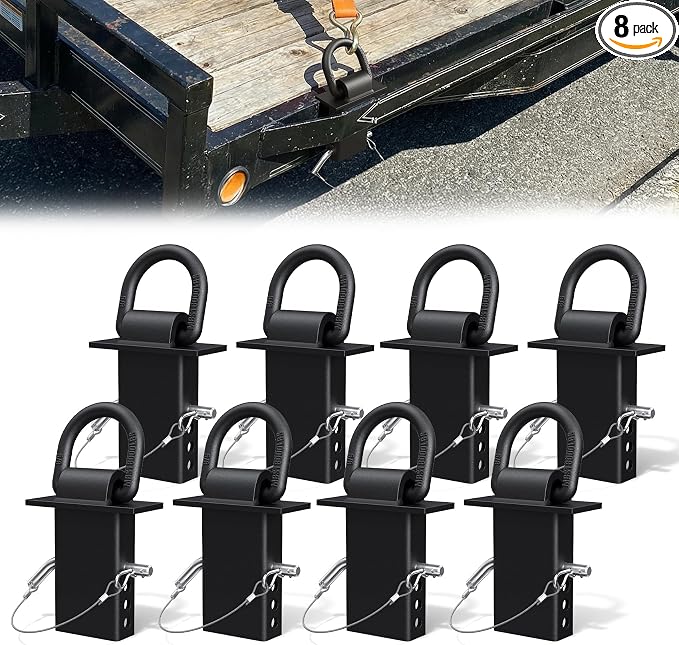 Stake Pocket D Ring, 18000lbs D Rings Heavy Duty Stake Pocket Tie Down for Trailers and Flatbeds Trucks, Removable Trailer Tractor Tie Down Accessories Anchor for Flatbed Cargo Trucks, 8 Pack