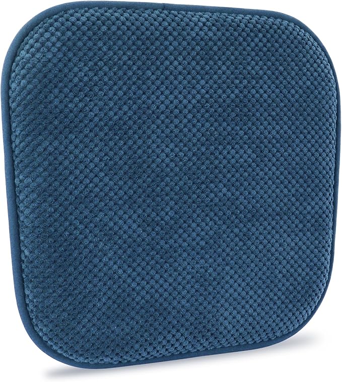 Blue Dining Chairs Cushions Non Slip Foam Kitchen Seat Cushions Washable Soft Thick Patio Pads Large Wooden Metal Tapered Chair Cushions,17" x 15"