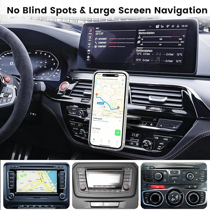OHLPRO 15W Magsafe Car Mount Charger for iPhone 17, Fast Wireless Charging Magnetic CD Slot Holder with 3M Adhesive Base for Dashboard, Aluminum Shell, Compatible with iPhone 16 15 14 Series, Jetblack