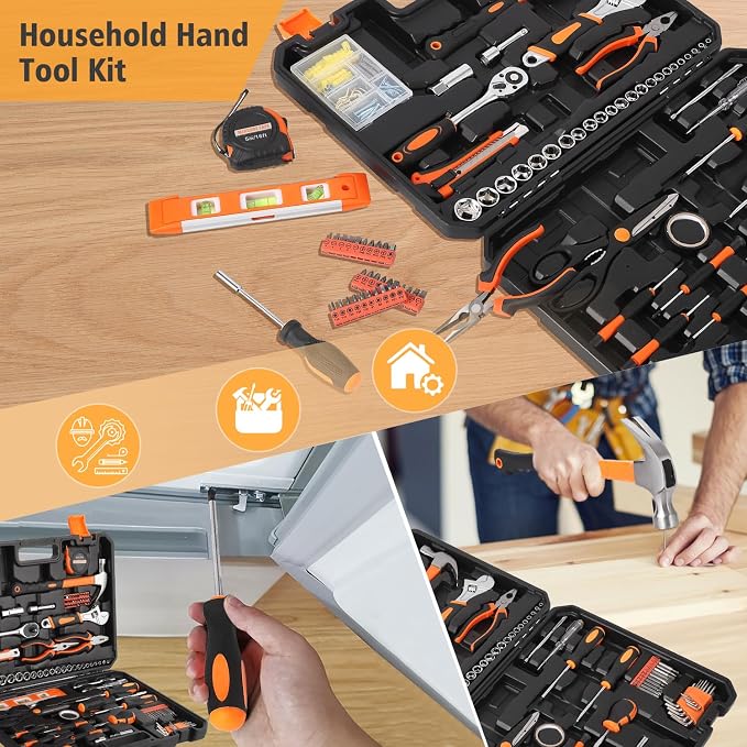 GarveeTech 247 Piece Tool Set, General Home/Auto Repair Tool Kit, Combination Package Mixed Tool Set Hand Tool Kit with Plastic Toolbox Storage Case