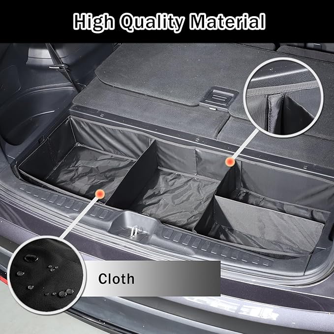 Trunk Organizer Compatible with Honda Pilot 2016-2022, Portable Foldable Large Capacity Cargo Storage Box with 4 Compartments, Oxford Cloth Material