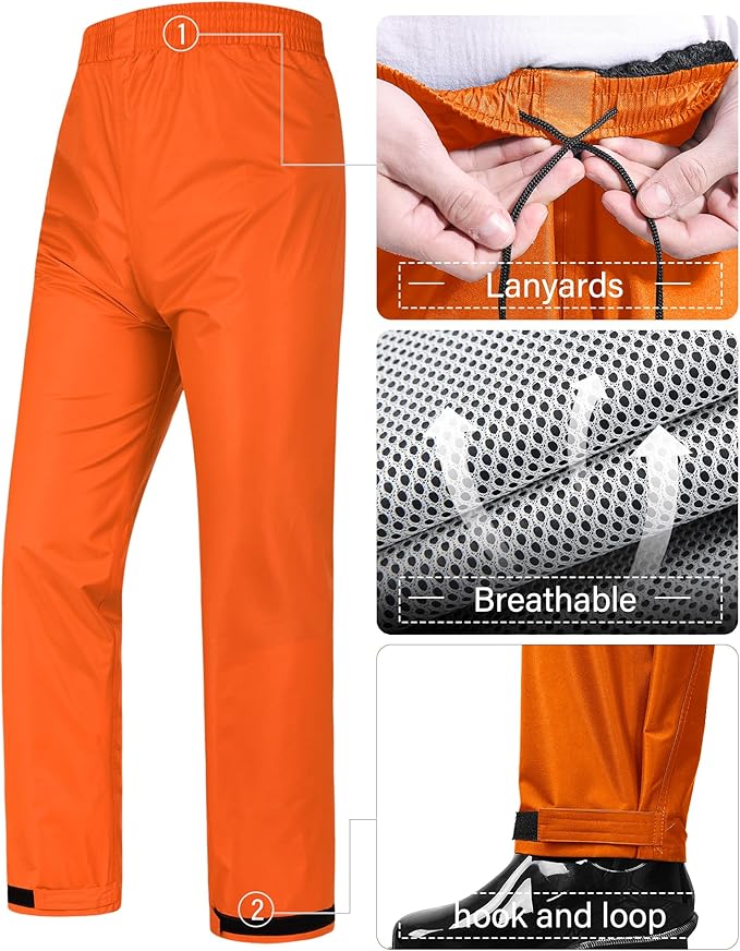 iCreek Rain Suit Waterproof Jacket and Pants Hi Vis Raincoat for Men and Women Reflective Outdoor for All-Sport Work