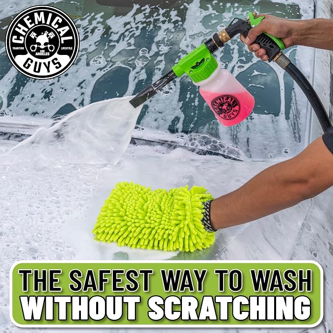 Chemical Guys TORQ Foam Blaster Wash & Wax Kit with Wash Mitt, Sticky Snowball Snow Foam Car Wash Soap, Blazin' Banana Spray Wax, & Chenille Premium Wash Mitt (4 Items, 32 Fl oz)