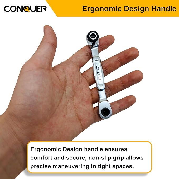 CONQUER Mini Dual Ratchet Socket & FREE ZONE Bit Organizer – Compact Precision & Organized Storage Kit