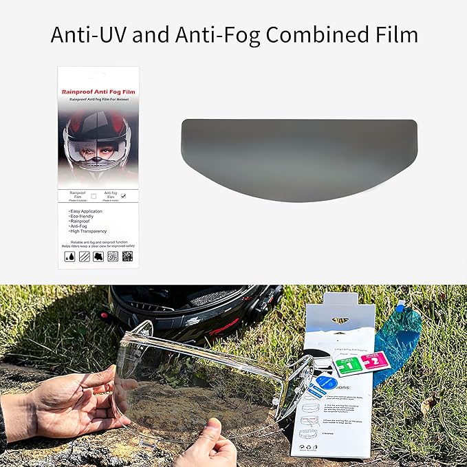 Universal Helmet Visor Anti-UV and Anti-Fog Combined Film - Ideal for Motorcycle Helmet Lens, Alternative to Insert Lens - Ultra HD Helmet Shield Films, Anti-Steaming, Safer Rides