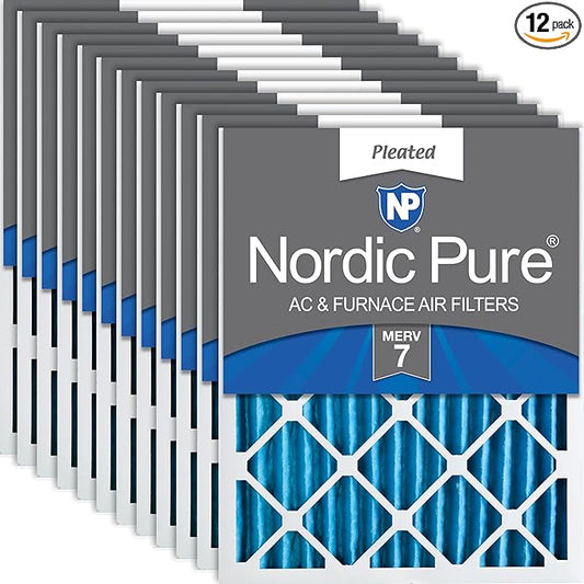 Nordic Pure 14x20x2 (Actual Size: 13 1/2 x 19 1/2 x 1 3/4) Pleated MERV 7 Air Filters 12 Pack