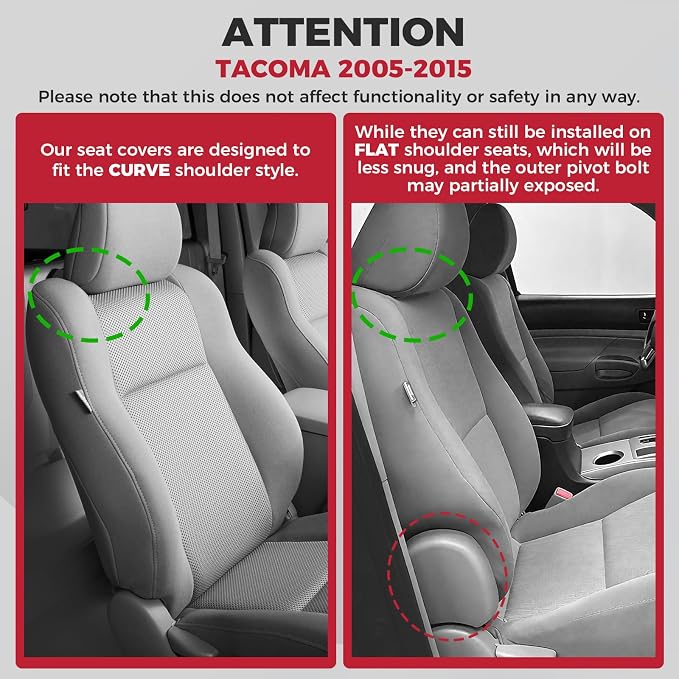 FREESOO Custom Fit for Toyota Tacoma Seat Covers, Front & Rear Fit 2005-2015 Full Coverage Waterproof Leather Automotive Seat Covers, Tacoma Seat Covers Pickup Seat Protector (5 Seats, BlackGrey)