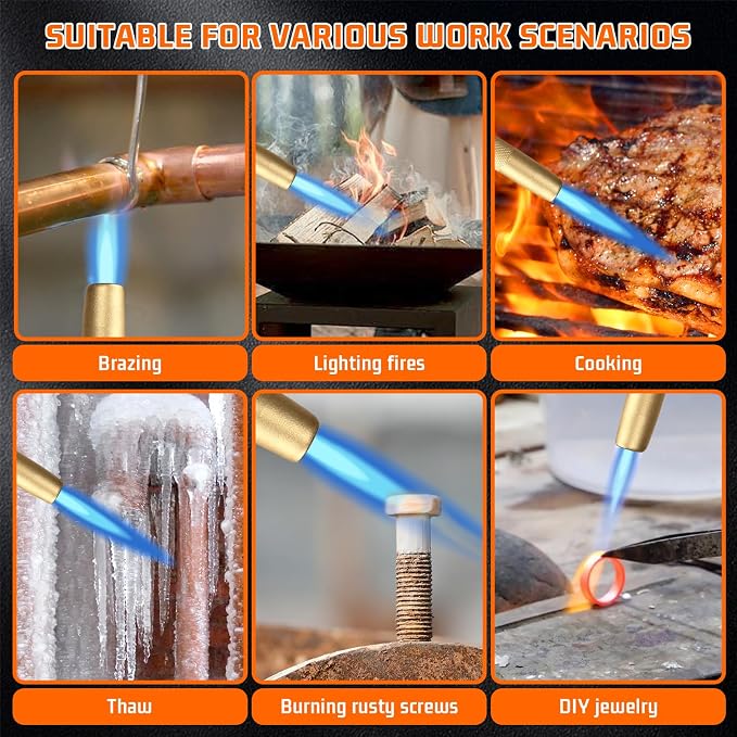 Propane Torch Head for Propane, Map, Mapp Tank, High Intensity Trigger Start Gas Torch, Map Gas Torch Kit for Ignition, Cooking, Lighting, Welding (Not Included Gas Tank)