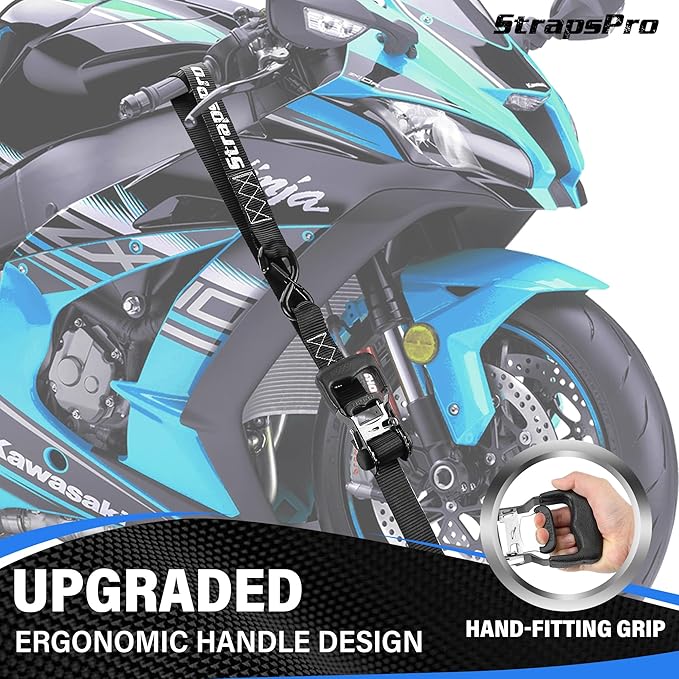 Ratchet Straps, 1.5'' x 16FT - 4400lb Break Strength Tie Down Strap Ratchet Heavy Duty, 4 Pack Cargo Straps Ratcheting with Integrated Soft Loops Truck Strap for Motorcycle, Car, ATV, UTV