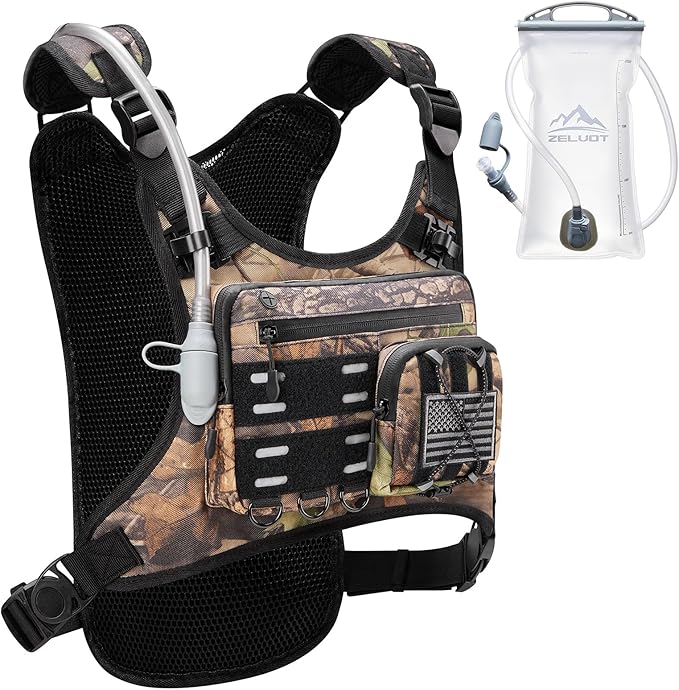 Zelvot Running Vest with 2L Water Bladder, Hydration Backpack, U.S. Design Patent, Lightweight Hydration Pack with Gear Holder, Reflective Chest Pack for Men Women