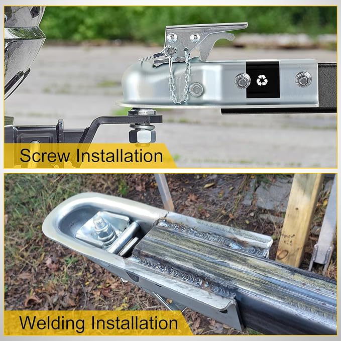 Nilight Straight Trailer Coupler with Security Latch&Chain for 2-Inch Hitch Ball, 2-1/2 Inch Channel,3500 LBS,Heavy Duty Trailler Tongue Coupler for Station Wagon, Truck, Bolted & Welded Installation