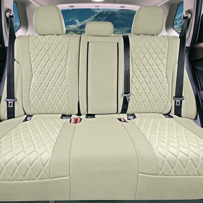 FH Group Custom-Fit Car Seat Covers Specifically Made for 2021-2026 Nissan Rogue, Rear Set Solid Beige Ultraflex Neoprene Waterproof Automotive Seat Cover