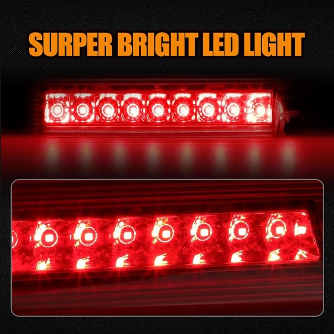 Third 3rd Brake Light LED for 2007-2012 Dodge Nitro, High Mount Rear Brake Lights Assembly for 07-12 Dodge Nitro, Waterproof Center Cab Lamp Stop Light (Red)