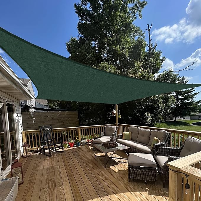 E&K Sunrise 16' x 20' Sun Shade Sail Rectangle Canopy Shade Cover UV Block for Patio Backyard Garden Outdoor (Green)
