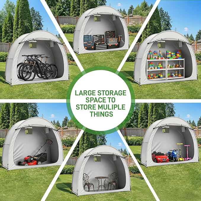 Outvita Bike Tent, Outdoor Portable Bicycle Storage Sheds with 210D Oxford Fabric PU4000 Waterproof Cover for 2-3 Bikes, Storage Cover Shelter for Motorcycle,Garden Tools,Toys,Lawn Mower