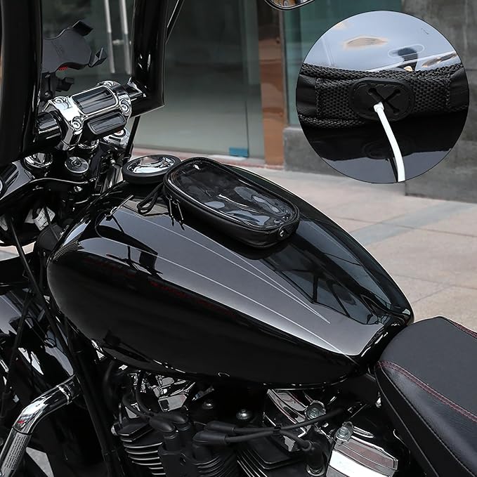 X AUTOHAUX Universal 7'' Magnetic Tank Bag with Headphone Hole PU Leather Waterproof Motorbike Saddlebag for Motorcycle