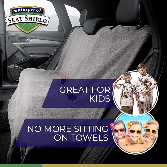 EliteSport Front Seat Cover and Backseat Cover - Gray Washable Car Seat Towel and Back Seat Protector for All Vehicles - Universal Car Seat Protectors from Sweat, Food, Dirt