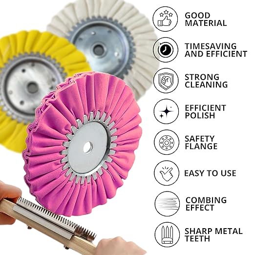 7PCS 8 Inch Aluminum Polishing Kit – Airway Buffing Wheels and Compounds Set for Metal Rim Shine Restoration Grinder Compatible Wheel Polisher for Chrome Finishing and Surface Refining
