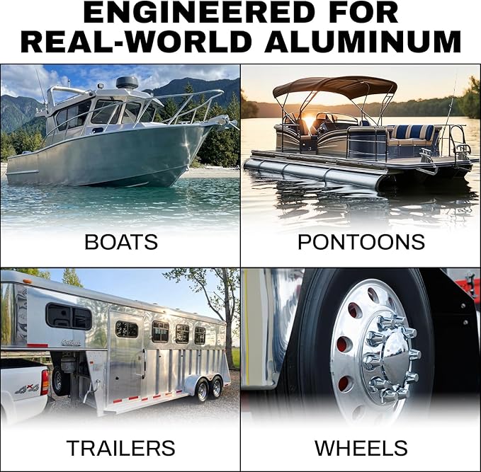 Concentrated Aluminum Brightener & Cleaner – Makes 15 Gallons – Removes Oxidation, Dirt, & Grime – Spray On Aluminum Cleaner for Boat Hulls, Pontoons, Trailers, Wheels, & RVs – Made in USA - 1 Gallon