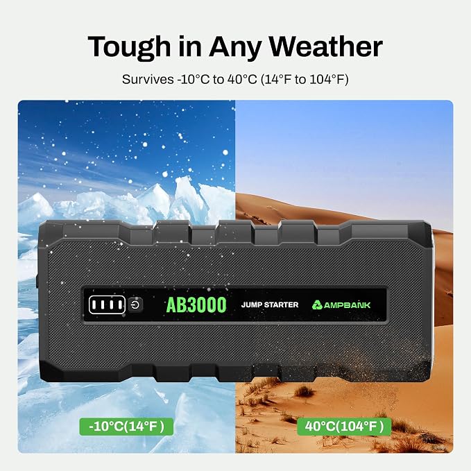 Battery Jump Starter 3000A, 12V Jumper Box for Car Battery Portable, Car Jumper for Up to 6.0L Gasoline and 4.0L Diesel Engines, AB3000 Portable Jump Starter