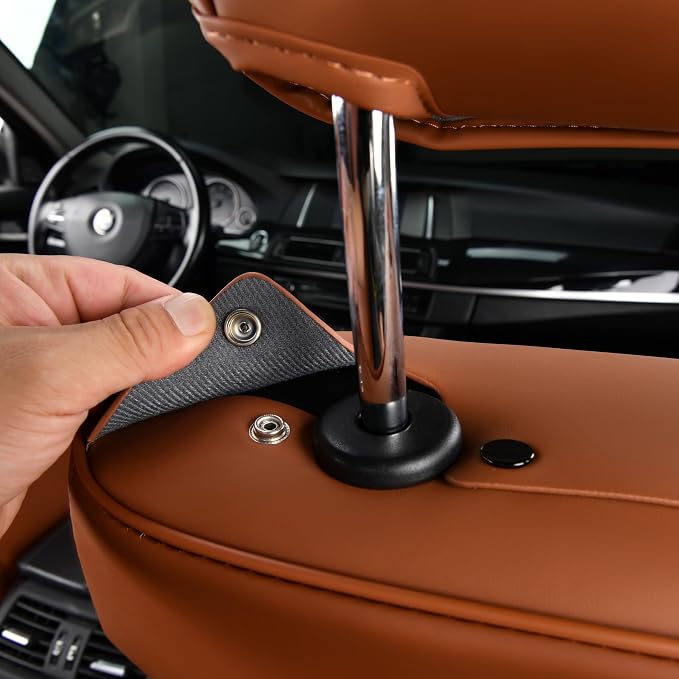 FLORICH Car Seat Covers Front Leather Seat Cover Waterproof Seat Cover for SUV Full Coverage Car Seat Protector Universal Fit for Most Cars Trucks SUV, Brown&Black