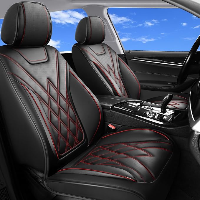 Fit Maverick Car Seat Covers for Ford Maverick 2022-2025 2026 - Luxury Leather, Anti-Slip, All-Weather Seat Cushions, Waterproof & Breathable, Airbag Compatible, Full 5-Seat Set (Redline)