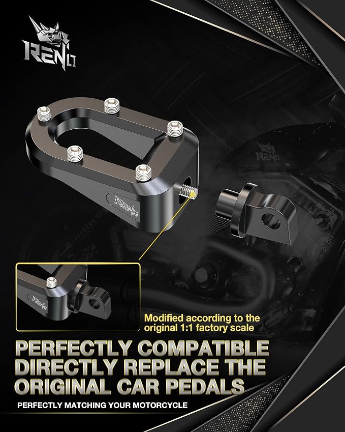 RENO Motorcycle Floorboards, Passenger+Driver Touring Footboard Combo Wide Foot Pegs Board Pedal Stretched Compatible with Electra Street Glide Road King Ultra Limited Trike Softail (Aluminum, Black)