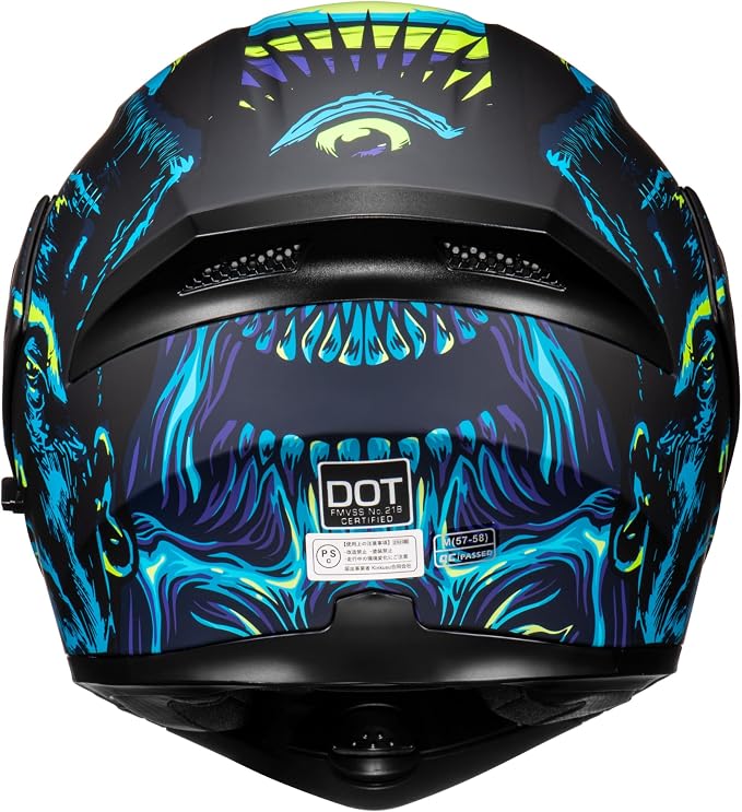 KYPARA Motorcycle Dual Visor Flip up Modular Full Face Helmet with DOT Certification of Impressionism