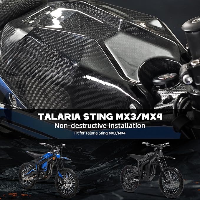Real Carbon Fiber Battery Cover for Taparia Sting-High Strength Battery Guard Cover Talaria Sting r Bike Carbon Fiber for Talaria Sting r Bike Accessories Talaria Sting MX3/MX4 Electric Dirt Bike