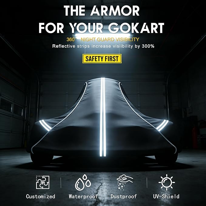 Go-Kart Cover, Dimensions 55L × 33W × 28H in, Compatible with Segway Ninebot Gokart Pro Made from 600D Heavy-Duty Silver-Coated Waterproof Oxford Fabric Dust-Proof, Outdoor Portable Design