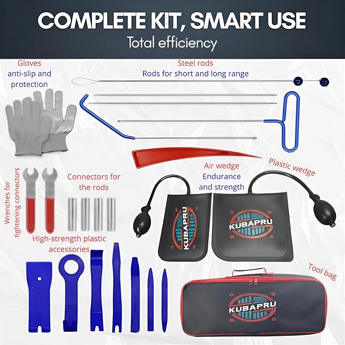 Car Repair Tool kit, 22 Pieces, Stainless Steel Tools, Multifunctional Tools Set, Air Wedge