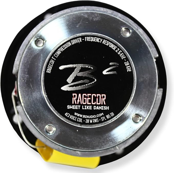 B2 Audio Rage Series Pair of 40 Watt RMS 1" 4-Ohm Shallow Mount Compression Drivers w/Horn
