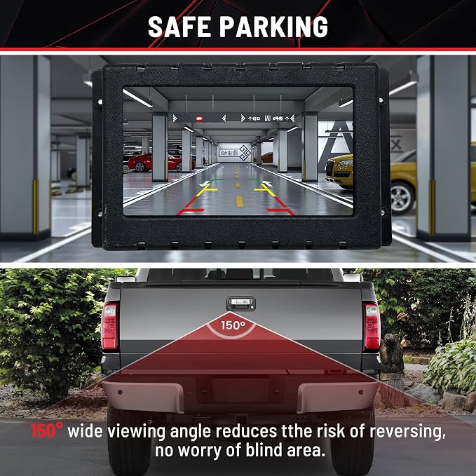 RED WOLF Chrome Tailgate Handle Reverse Backup Camera Fit for 2004-2016 Ford F150 F250 F350 F450 F550 Explorer Lincoln Car Rear View Camera Replace 8L3Z-9943400-AC RCA Connector Optional Guideline